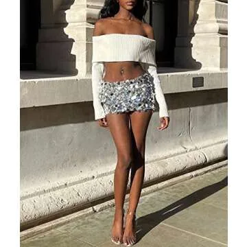 Women Y2k Off Shoulder Long Sleeve Tees Slim Fit Stretchy Top Solid Color Backless Tshirt Fashion Shirts Outfit Y-White