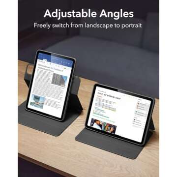 ESR for iPad Air 11 Inch Case M2(2024), iPad Air 6th/5th/4th Gen Case (2024/2022/2020), 10.9 Inch Case with Pencil Holder, Removable Magnetic Cover, Vertical Stand, Rebound 360 Series, Black