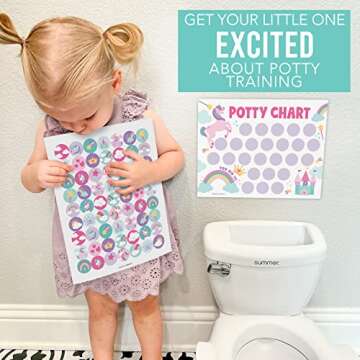 Hadley Designs Unicorn Potty Training Chart for Toddler Girls - Potty Training Sticker Chart for Girls Potty, Sticker Chart for Kids Potty Training Reward Chart, Kids Reward Chart