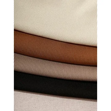 Milumia Women's 4 Pack Ribbed Knit V Neck Crop Tank Tops