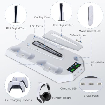 PS5 Cooling Station with Dual Charging & Turbo Fan