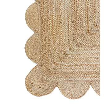 Gautam International Scalloped Natural Jute Area Rug, Natural Color (2'X3')