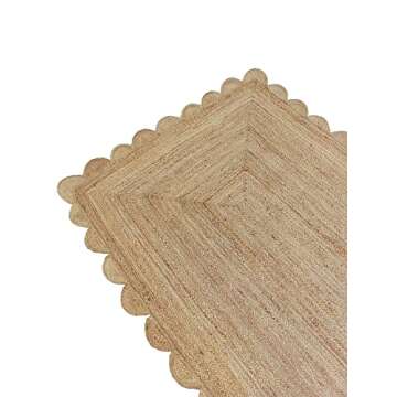 Gautam International Scalloped Natural Jute Area Rug, Natural Color (2'X3')