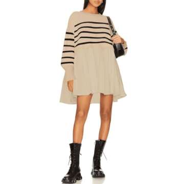 Womens Oversized Sweater Dress Spring Fall Trendy Long Sleeve Crewneck Pullover Tops Relaxed Fit Swe...