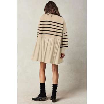 Womens Oversized Sweater Dress Spring Fall Trendy Long Sleeve Crewneck Pullover Tops Relaxed Fit Sweatshirts Mini Dresses