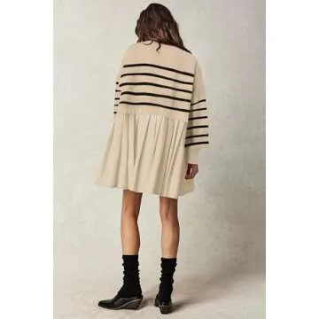 Womens Oversized Sweater Dress Spring Fall Trendy Long Sleeve Crewneck Pullover Tops Relaxed Fit Sweatshirts Mini Dresses