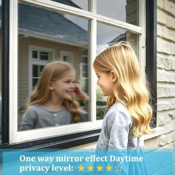 Coavas Window Privacy Film One Way, See Out Not in Windows Tint for Home, Mirror Reflective Blocking Sun Heat Glass Coverings UV Static Cling, 17.5x78.7 Inch