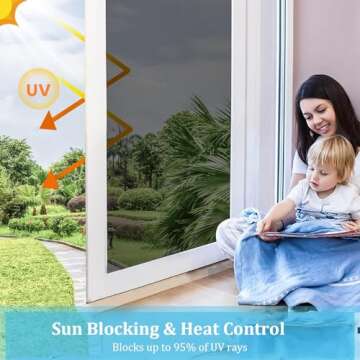 Coavas Window Privacy Film One Way, See Out Not in Windows Tint for Home, Mirror Reflective Blocking Sun Heat Glass Coverings UV Static Cling, 17.5x78.7 Inch