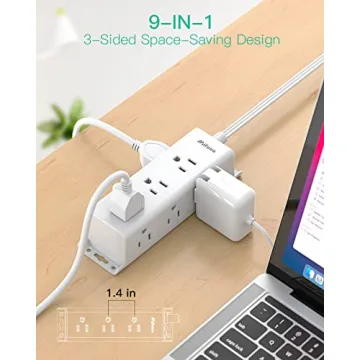 Surge Protector Power Strip: 9 Outlets & 5Ft Cord