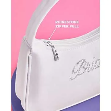 xo, Fetti Bachelorette Party Decorations Bride Mini Bag - White Nylon Purse | Rhinestone Bride To Be Gift, Bachelorette Party Favor, Cute Bride Purse, Shoulder Bag