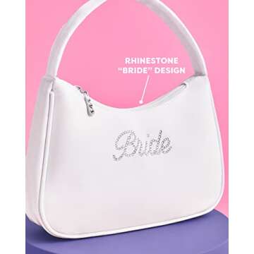 xo, Fetti Bachelorette Party Decorations Bride Mini Bag - White Nylon Purse | Rhinestone Bride To Be Gift, Bachelorette Party Favor, Cute Bride Purse, Shoulder Bag