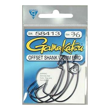 Gamakatsu Extra Wide Gap Worm Hook-5 Per Pack (Black, 3/0)