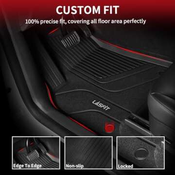 LASFIT Floor Mats & Trunk Mat for Tesla Model Y 2024 2025 2023 2022 2021 2020 Custom Fit TPE All Wea...