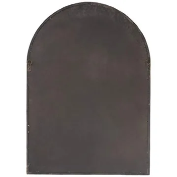 Vintage Farmhouse Arched Wooden Mirror in Whitewash Finish