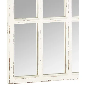 Vintage Farmhouse Arched Wooden Mirror in Whitewash Finish