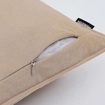 WEMEON Velvet Throw Pillow Covers 18x18 Set of 4,Solid Color Pillows Soft Decorative Square Couch Pillow Covers,Mix and Match Home Decor for Sofa Bedroom Car Couch (Brown/Beige)