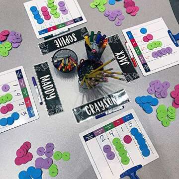 hand2mind Soft Foam Place Value Disks 4 Values, Counting Chips for Kids, Math Counters Kindergarten,...