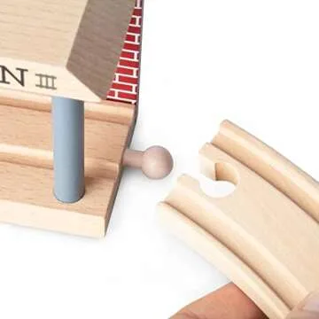 Wooden Train Track Mechanic & Station Service Building - Conductor Carl 2-in-1 Mechanic Service & Train Station for Customizing Wooden Train Track Sets