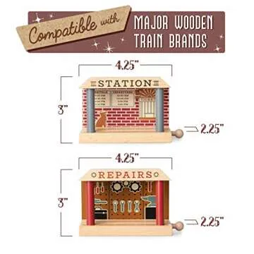 Wooden Train Track Mechanic & Station Service Building - Conductor Carl 2-in-1 Mechanic Service & Train Station for Customizing Wooden Train Track Sets