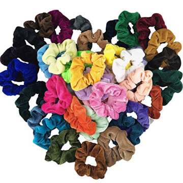 Homerove 60pcs Hair Scrunchies, Velvet Elastic Hair Bands, Scrunchy Colorful Hair Ties Hair Ropes for Women or Girls Hair Accessories ¨C 60 Assorted Colors Scrunchies