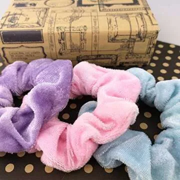 Homerove 60pcs Hair Scrunchies, Velvet Elastic Hair Bands, Scrunchy Colorful Hair Ties Hair Ropes for Women or Girls Hair Accessories ¨C 60 Assorted Colors Scrunchies