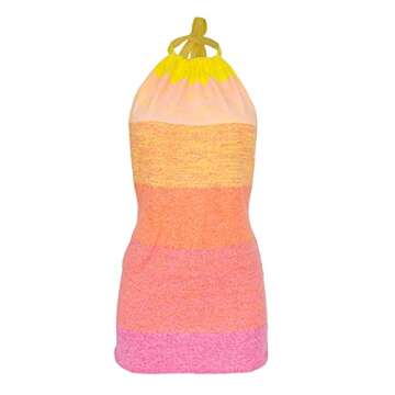 Women’s Mini Dress Knitted Backless Halter Sleeveless Shinny Club Party Holiday Beach Bodycon Dress (Rainbow, m)