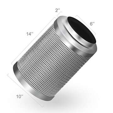 iPower GLFANXEXPSET6D25CHUMD 6 Inch 294 CFM Inline Filter 25 Feet Ducting with Fan Speed Controller and Temperature Humidity Monitor and Grow Tent Ventilation, Kits, Black