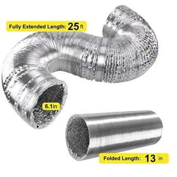 iPower GLFANXEXPSET6D25CHUMD 6 Inch 294 CFM Inline Filter 25 Feet Ducting with Fan Speed Controller and Temperature Humidity Monitor and Grow Tent Ventilation, Kits, Black