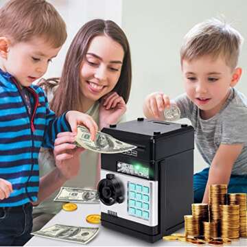 Piggy Bank for Kids Boys Girls Money Bank Machine with Password Cute ATM Piggy Bank Coin Can Electronic Auto Scroll Paper Money Saving Box Toy Christmas Birthday Gifts for 3 4 5 6 7 8 9 Year Old