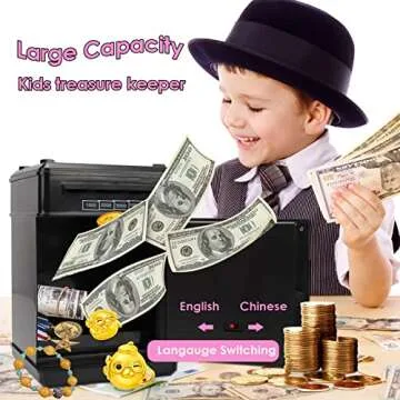 Piggy Bank for Kids Boys Girls Money Bank Machine with Password Cute ATM Piggy Bank Coin Can Electronic Auto Scroll Paper Money Saving Box Toy Christmas Birthday Gifts for 3 4 5 6 7 8 9 Year Old