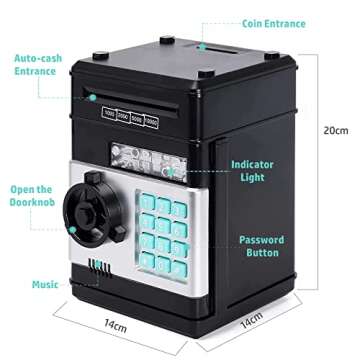 Piggy Bank for Kids Boys Girls Money Bank Machine with Password Cute ATM Piggy Bank Coin Can Electronic Auto Scroll Paper Money Saving Box Toy Christmas Birthday Gifts for 3 4 5 6 7 8 9 Year Old