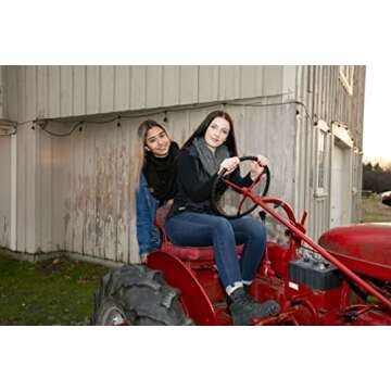 Funky Junque Women's Chunky Knit Infinity Scarf, Warm Cable Knit Circle Wrap, 100% Acrylic, Metallic Black