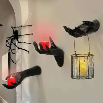 Halloween Decorations,3-Pack Wall Sculptures Horror Deco Hands,Fake Hand Halloween Decor Prop for Go...