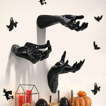 Halloween Decorations,3-Pack Wall Sculptures Horror Deco Hands,Fake Hand Halloween Decor Prop for Gothic Wall Decorations, Halloween Scary Atmosphere Decorations Indoor