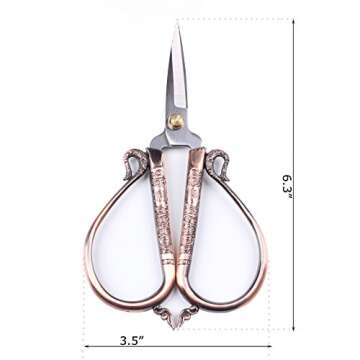 BIHRTC 6.3 Inches Vintage Style Stainless Steel Auspicious Clouds Scissors Sewing Shears DIY Tools for Needlework,Embroidery, Sewing, Craft, Art Work & Everyday Use (Copper)
