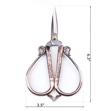 BIHRTC 6.3 Inches Vintage Style Stainless Steel Auspicious Clouds Scissors Sewing Shears DIY Tools for Needlework,Embroidery, Sewing, Craft, Art Work & Everyday Use (Copper)