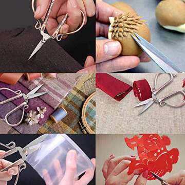 BIHRTC 6.3 Inches Vintage Style Stainless Steel Auspicious Clouds Scissors Sewing Shears DIY Tools for Needlework,Embroidery, Sewing, Craft, Art Work & Everyday Use (Copper)