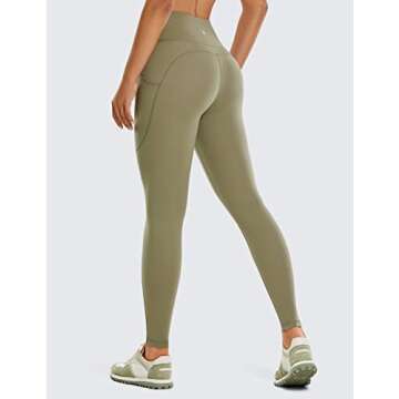 CRZ YOGA Womens Brushed Naked Feeling Workout Leggings 25" - High Waisted Gym Athletic Tummy Control Yoga Pants with Pockets Mountain Olive Small