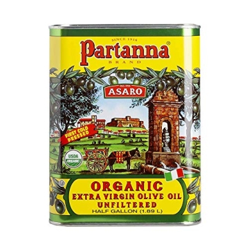 "Partanna EVERYDAY USDA Organic Unfiltered Extra Virgin Olive Oil, Cold Pressed 64 Fl Oz Tin"