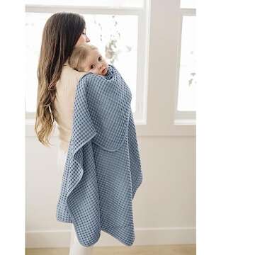 Konssy Waffle Baby Blankets, Nursery Blankets for Boys Girls, Swaddle Blankets Neutral Soft Lightweight Toddler and Kids Throw Blankets(Blue)