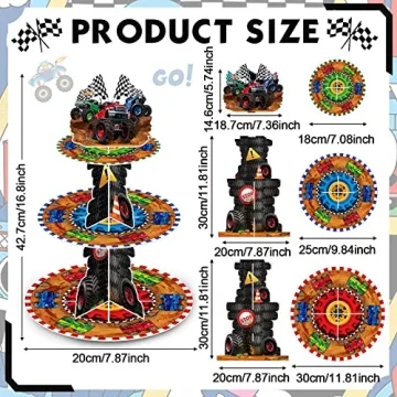 Sunnyray 3 Tier Truck Cupcake Holder for Car-Themed Parties