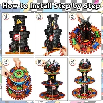 Sunnyray 3 Tier Truck Cupcake Holder for Car-Themed Parties