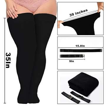 Neoviancia Plus Size Thigh High Socks for Thick Thighs Women- Widened Extra Long Thick Knit Over the...