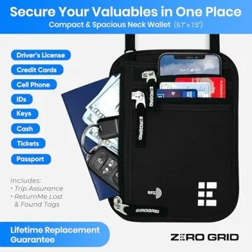RFID Neck Wallet for Secure Travel - Slim & Stylish