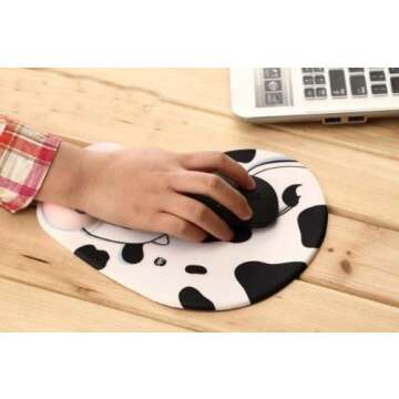 Ergonomic Cow-Themed Memory Foam Mouse Pad for Comfort
