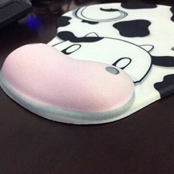 Ergonomic Cow-Themed Memory Foam Mouse Pad for Comfort