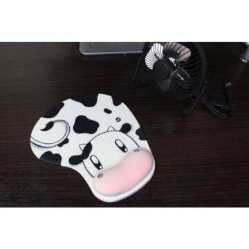 Ergonomic Cow-Themed Memory Foam Mouse Pad for Comfort