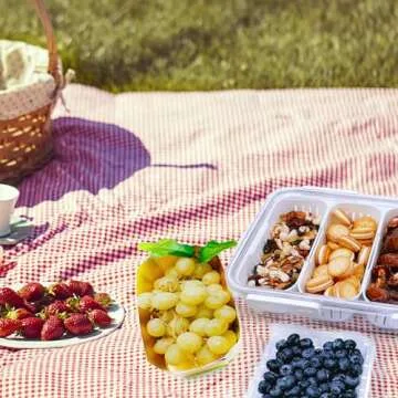 DPCC 2 Pack Clear Snackle Box Container Stackable Divided Serving Tray with Lid for Travel Small Outdoor Food Storage Box for Adults,Veggie Tray,Berry Tray(3 Compartment)