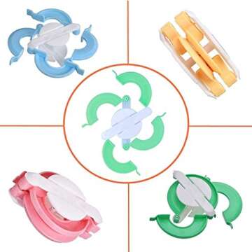 Pom Pom Maker, 4 Sizes Pompom Maker Tool Set for Fluff Ball Weave DIY Wool Yarn Knitting Craft Project for Kids and Adult +10PS Knitting Stitch Markers+10PS Plastic Needles+1PS Scissors