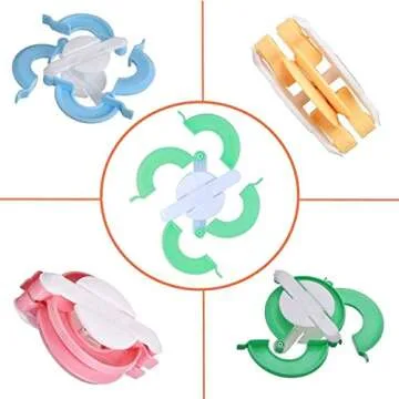 Pom Pom Maker, 4 Sizes Pompom Maker Tool Set for Fluff Ball Weave DIY Wool Yarn Knitting Craft Project for Kids and Adult +10PS Knitting Stitch Markers+10PS Plastic Needles+1PS Scissors